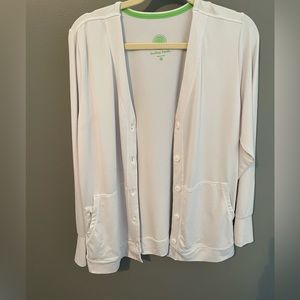 Women’s scrub jacket sweater healing hands M